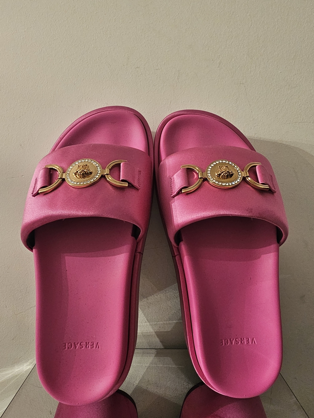 100 % Authentic Versace Pink Medusa Slide Sandals